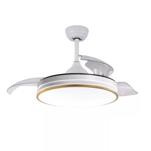42 inch modern retractable ceiling fan with invisible acrylic blades, high airflow minimalist chandelier design for luxury apartment wholesale, model VY-13004