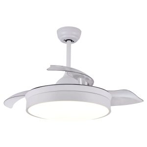 42 inch silent retractable ceiling fan with full function remote control, premium vibration-free design for stable indoor use, model VY-13011