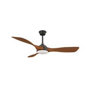 52 inch minimalist 3-blade wood ceiling fan with integrated LED light kit, clean architectural design for home and office, model VY-13049