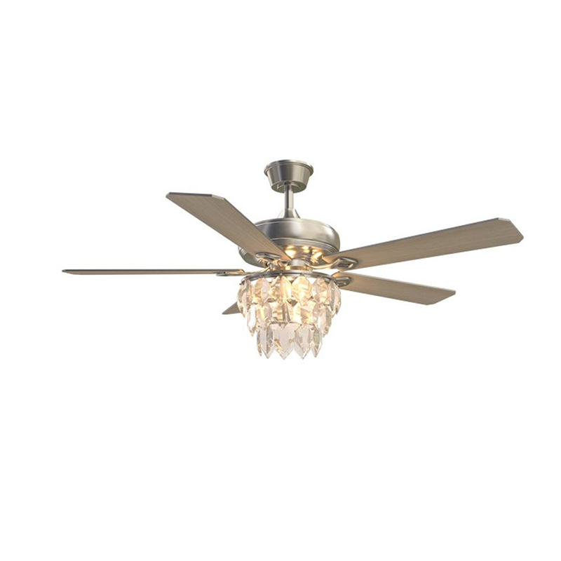 VANYE 52" Brushed Nickel Crystal Fan - Plywood Blade Series 1 52 inch brushed nickel crystal ceiling fan with plywood blades, high end finish for hotel and luxury project wholesale, model VY-13036