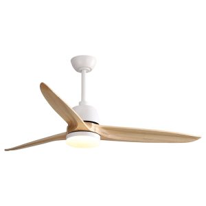 52 inch modern 3 blade wood ceiling fan with high CFM airflow, wind tunnel efficient design for clean architectural interior look, model VY-13022