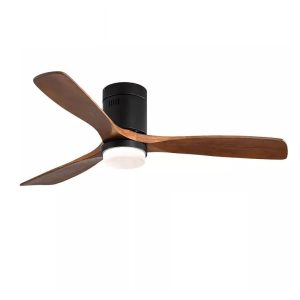 52 inch indoor 220V DC ceiling fan with 6 speed black solid wood blades, versatile airflow for modern indoor use, model VY-13056