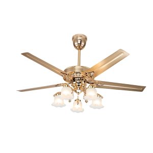 52 inch metal blade fandelier ceiling fan, industrial cooling with decorative chandelier light kit, model VY-12036