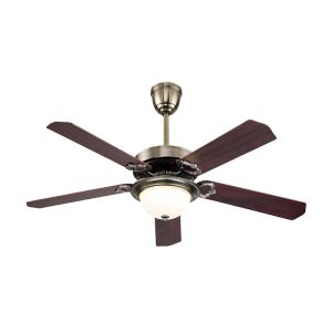 52 inch vintage plywood ceiling fan with distressed oak finish, rustic farmhouse for classic interior project, model VY-12054