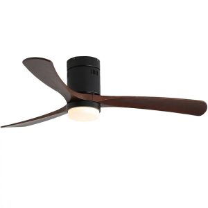 Low profile flush mount ceiling fan with integrated LED, no downrod needed, designed for low ceiling rooms with max clearance, model VY-13044