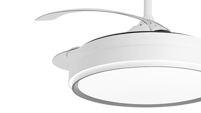 Modern retractable ceiling fans with LED light for space saving design