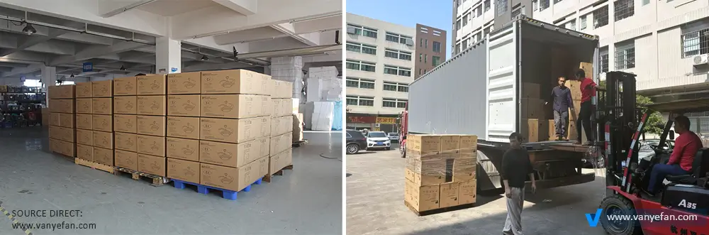 Ultimate Guide to Importing Ceiling Fans from China (No Certification? No Problem!) 7 Ceiling fan warehouse storage ready for shipping - VANYE China factory inventory